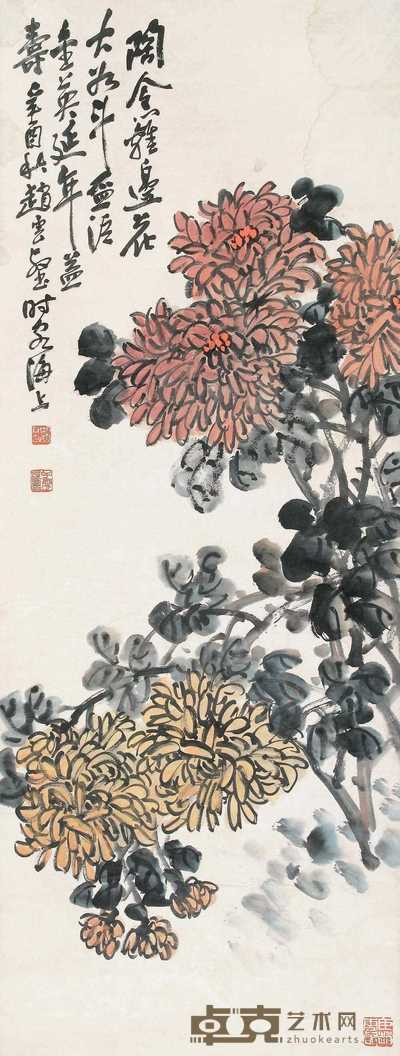 赵云壑 花卉 立轴 110×41cm